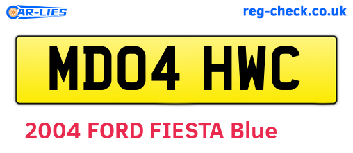 MD04HWC are the vehicle registration plates.
