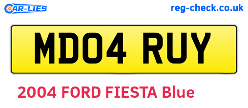 MD04RUY are the vehicle registration plates.
