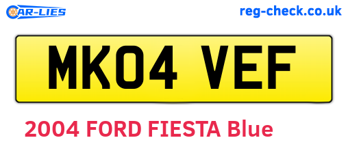 MK04VEF are the vehicle registration plates.