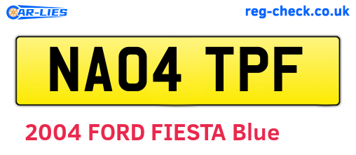 NA04TPF are the vehicle registration plates.