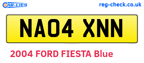 NA04XNN are the vehicle registration plates.