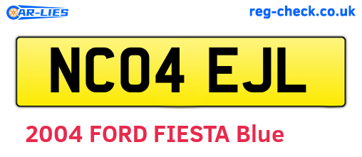 NC04EJL are the vehicle registration plates.