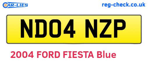 ND04NZP are the vehicle registration plates.