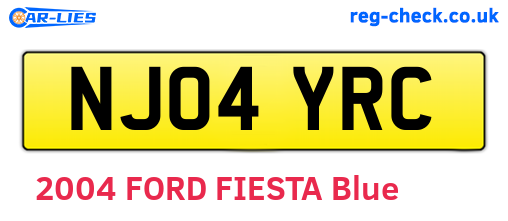 NJ04YRC are the vehicle registration plates.