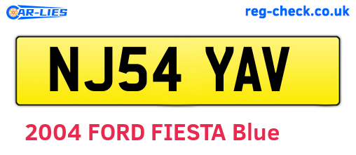 NJ54YAV are the vehicle registration plates.