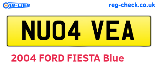 NU04VEA are the vehicle registration plates.