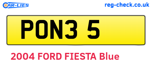 PON35 are the vehicle registration plates.
