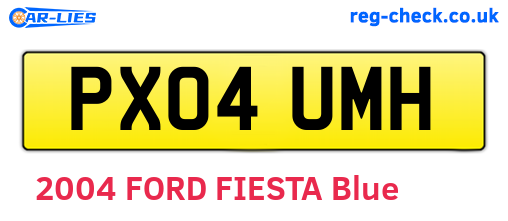 PX04UMH are the vehicle registration plates.