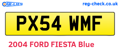 PX54WMF are the vehicle registration plates.