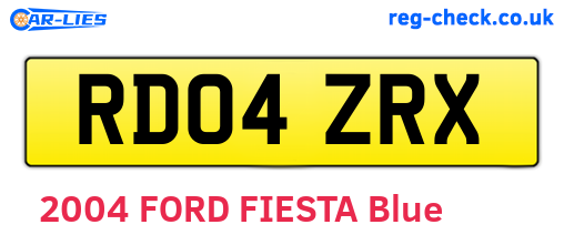 RD04ZRX are the vehicle registration plates.
