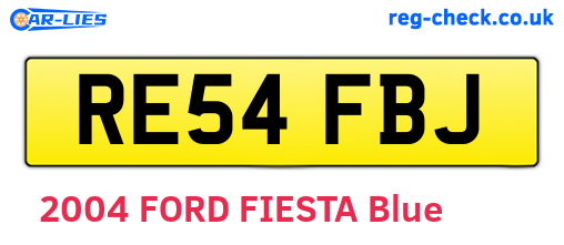 RE54FBJ are the vehicle registration plates.