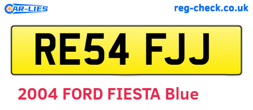 RE54FJJ are the vehicle registration plates.