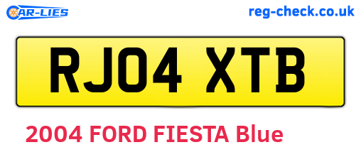 RJ04XTB are the vehicle registration plates.