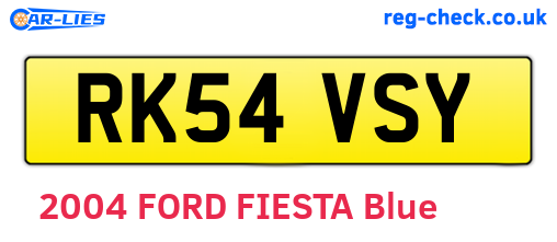 RK54VSY are the vehicle registration plates.