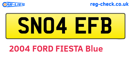 SN04EFB are the vehicle registration plates.