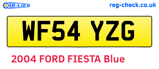 WF54YZG are the vehicle registration plates.