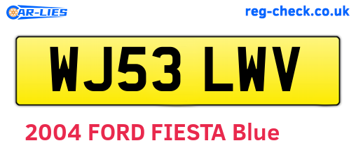 WJ53LWV are the vehicle registration plates.