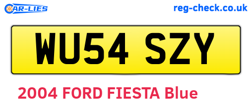 WU54SZY are the vehicle registration plates.