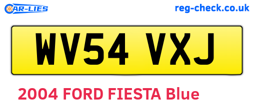 WV54VXJ are the vehicle registration plates.