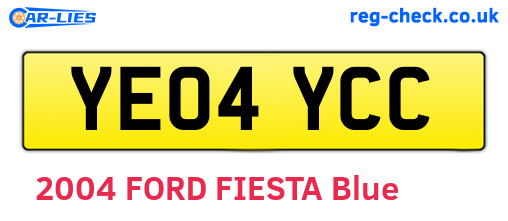 YE04YCC are the vehicle registration plates.