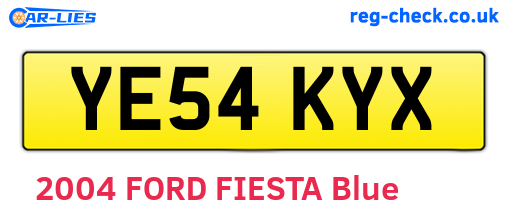YE54KYX are the vehicle registration plates.