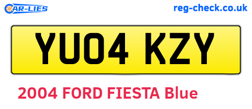 YU04KZY are the vehicle registration plates.