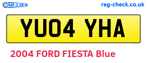 YU04YHA are the vehicle registration plates.
