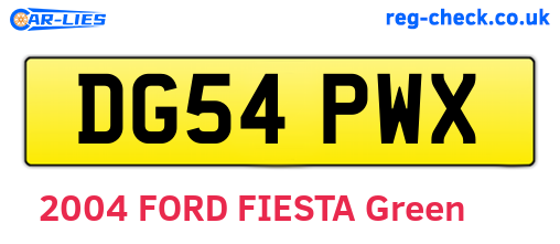 DG54PWX are the vehicle registration plates.