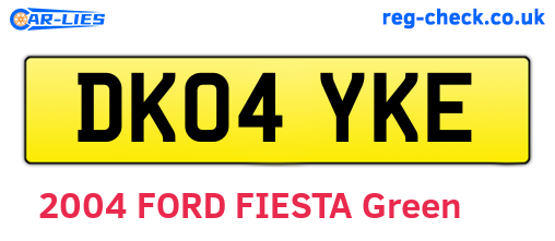 DK04YKE are the vehicle registration plates.