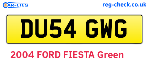 DU54GWG are the vehicle registration plates.