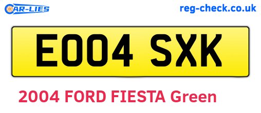 EO04SXK are the vehicle registration plates.