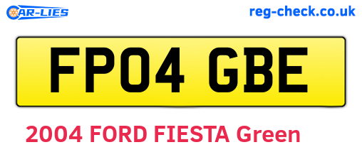 FP04GBE are the vehicle registration plates.
