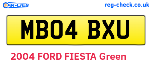 MB04BXU are the vehicle registration plates.