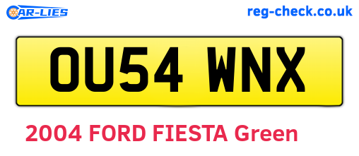 OU54WNX are the vehicle registration plates.