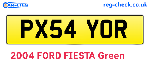 PX54YOR are the vehicle registration plates.