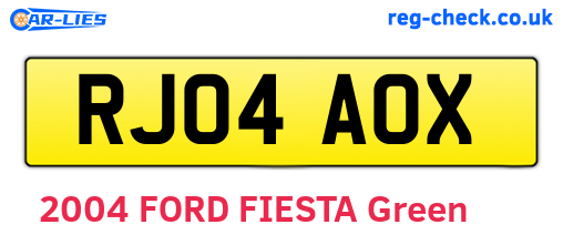 RJ04AOX are the vehicle registration plates.