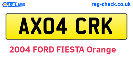 AX04CRK are the vehicle registration plates.