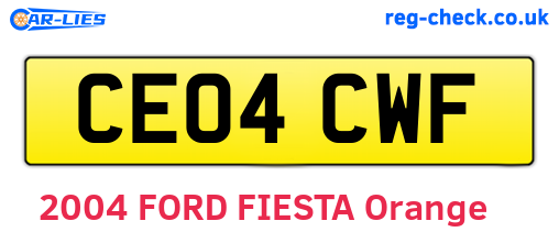 CE04CWF are the vehicle registration plates.