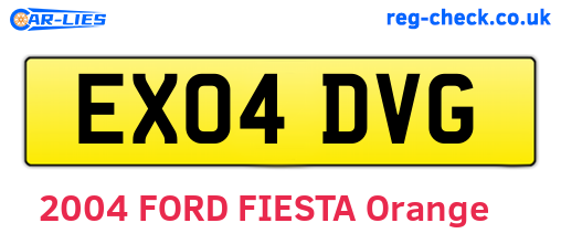 EX04DVG are the vehicle registration plates.