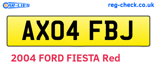 AX04FBJ are the vehicle registration plates.