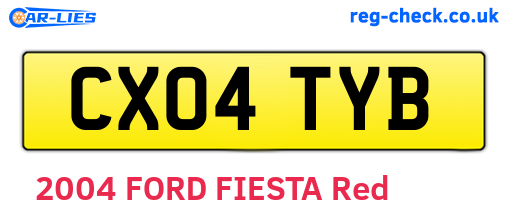 CX04TYB are the vehicle registration plates.