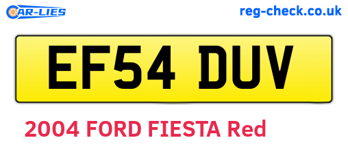 EF54DUV are the vehicle registration plates.