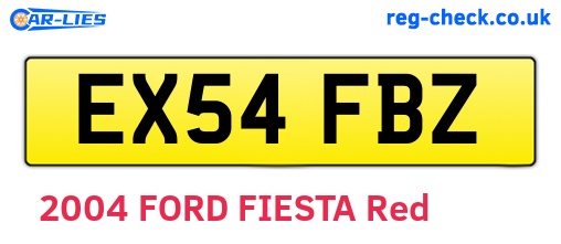 EX54FBZ are the vehicle registration plates.