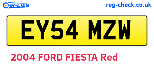 EY54MZW are the vehicle registration plates.