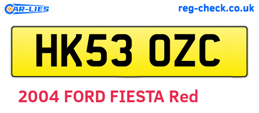 HK53OZC are the vehicle registration plates.