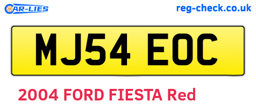 MJ54EOC are the vehicle registration plates.