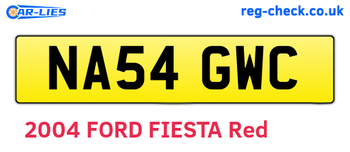 NA54GWC are the vehicle registration plates.