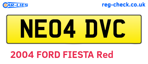NE04DVC are the vehicle registration plates.
