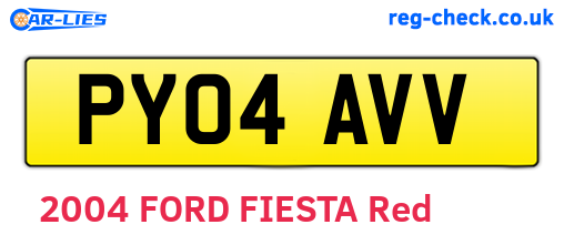 PY04AVV are the vehicle registration plates.