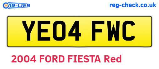 YE04FWC are the vehicle registration plates.
